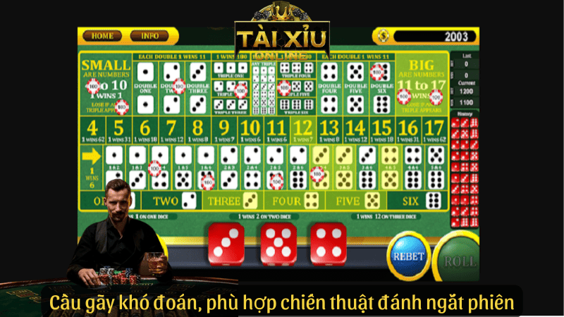 Cầu gãy tài xỉu khó đoán, phù hợp chiến thuật đánh ngắt phiên