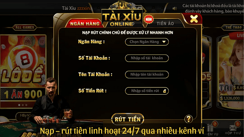 Nạp – rút tiền linh hoạt 24/7 qua nhiều kênh ví