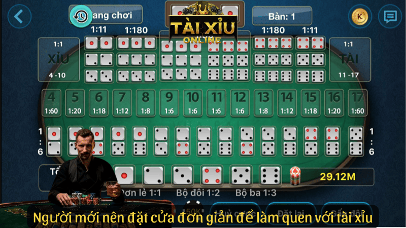 Người mới nên đặt cửa đơn giản để làm quen với tài xỉu