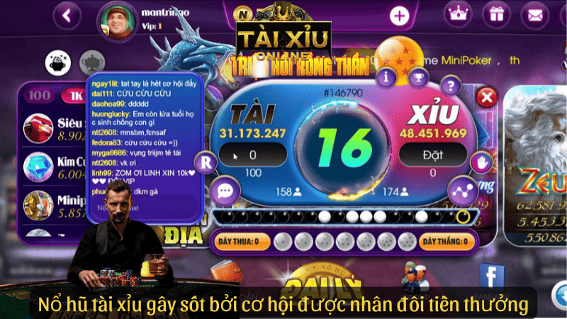 Nổ hũ tài xỉu gây sốt bởi cơ hội được nhân đôi tiền thưởng