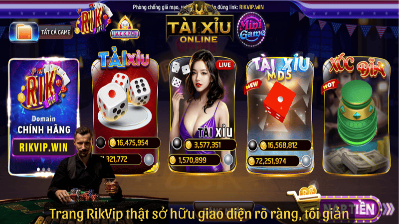 Trang RikVip thật sở hữu giao diện rõ ràng, tối giản